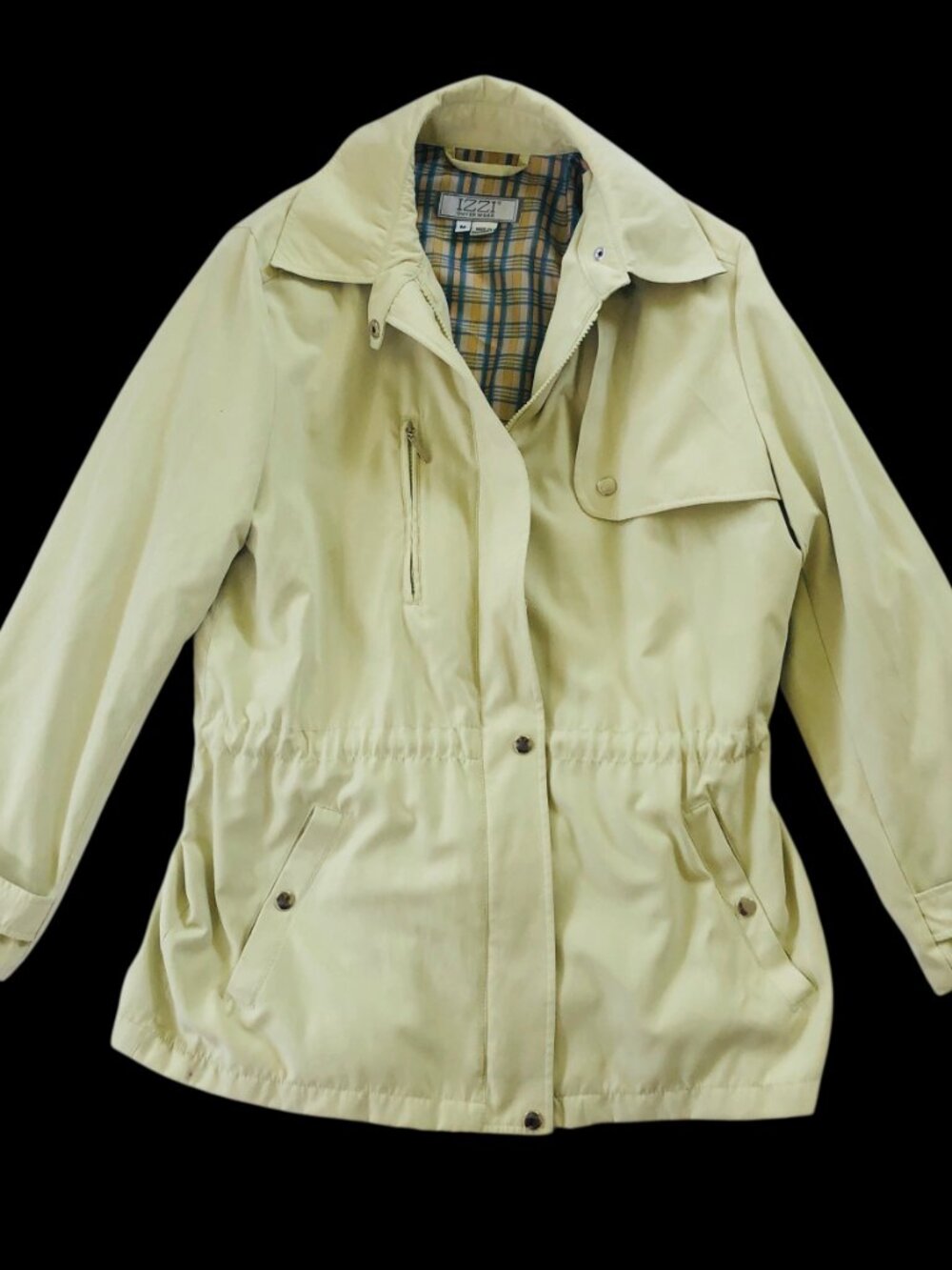 Vintage 90s IZZI Anorak Jacket Womens Medium Lime Green Snap Zip Light Weight